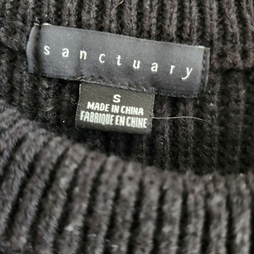 Sanctuary Black Knit Vest with White Sleeves - Picture 3 of 3